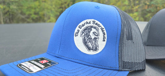 The Darke Beardsman logo hat in Blue/Black